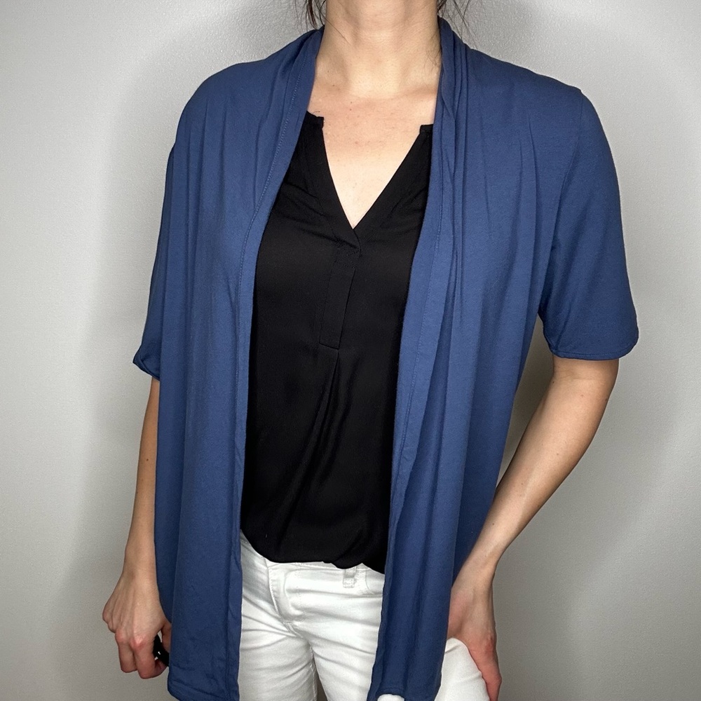 J. Jill Royal Blue Light Open Cardigan 3/4 Sleeve S